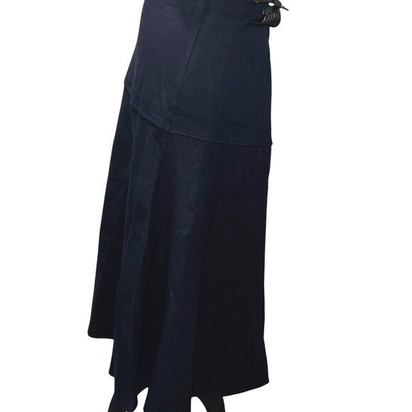 OGL Cashsoft Wool Like Flared Maxi Skirt Sz Large Womens Navy Blue - Picture 14 of 16